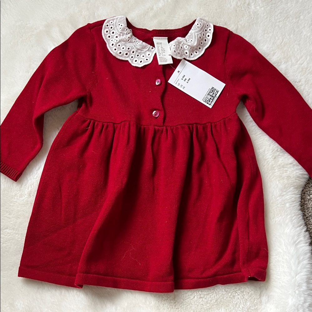 H&M Red Kids Casual Dress with White Collar